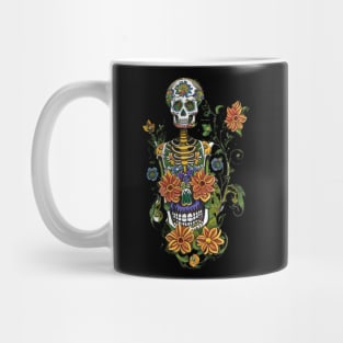 Blooming Skeleton: A Floral Fusion of Life and Death Mug